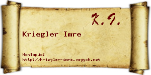 Kriegler Imre névjegykártya